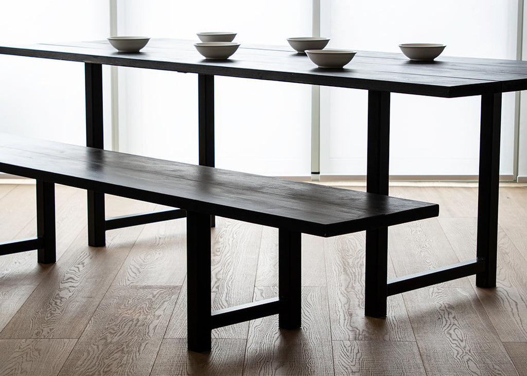 The Modern Rustic Darkwash Table and Bench set