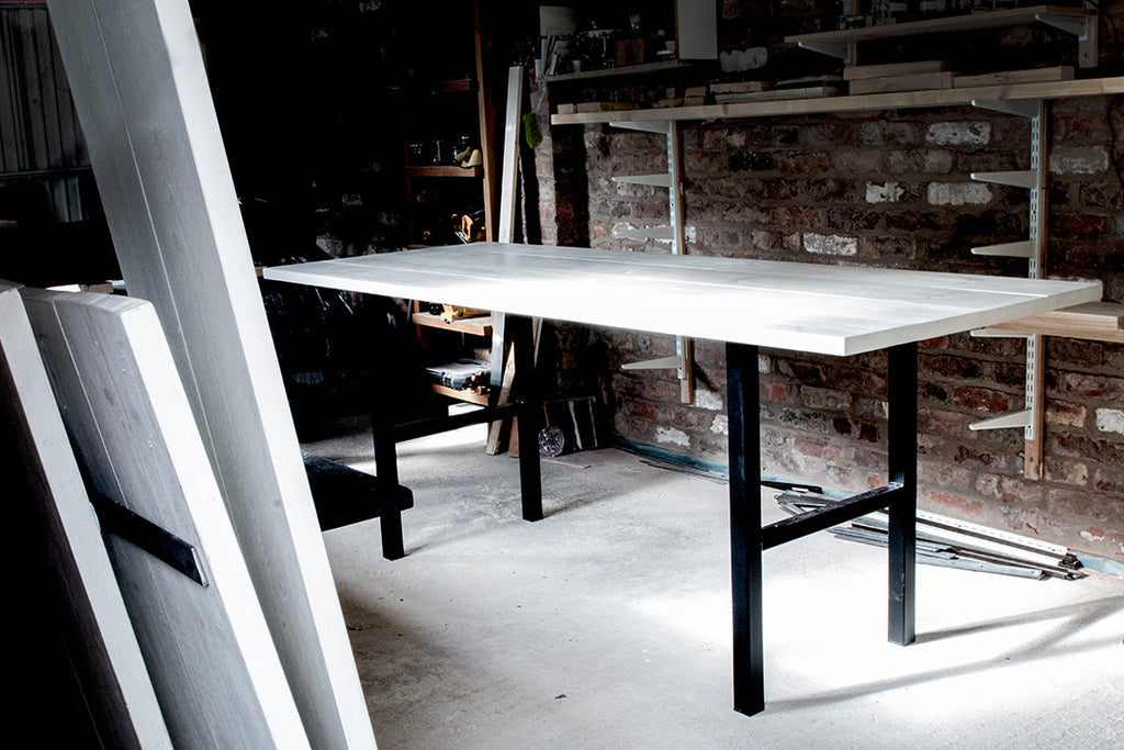 a table being created at the modern rustic workshop